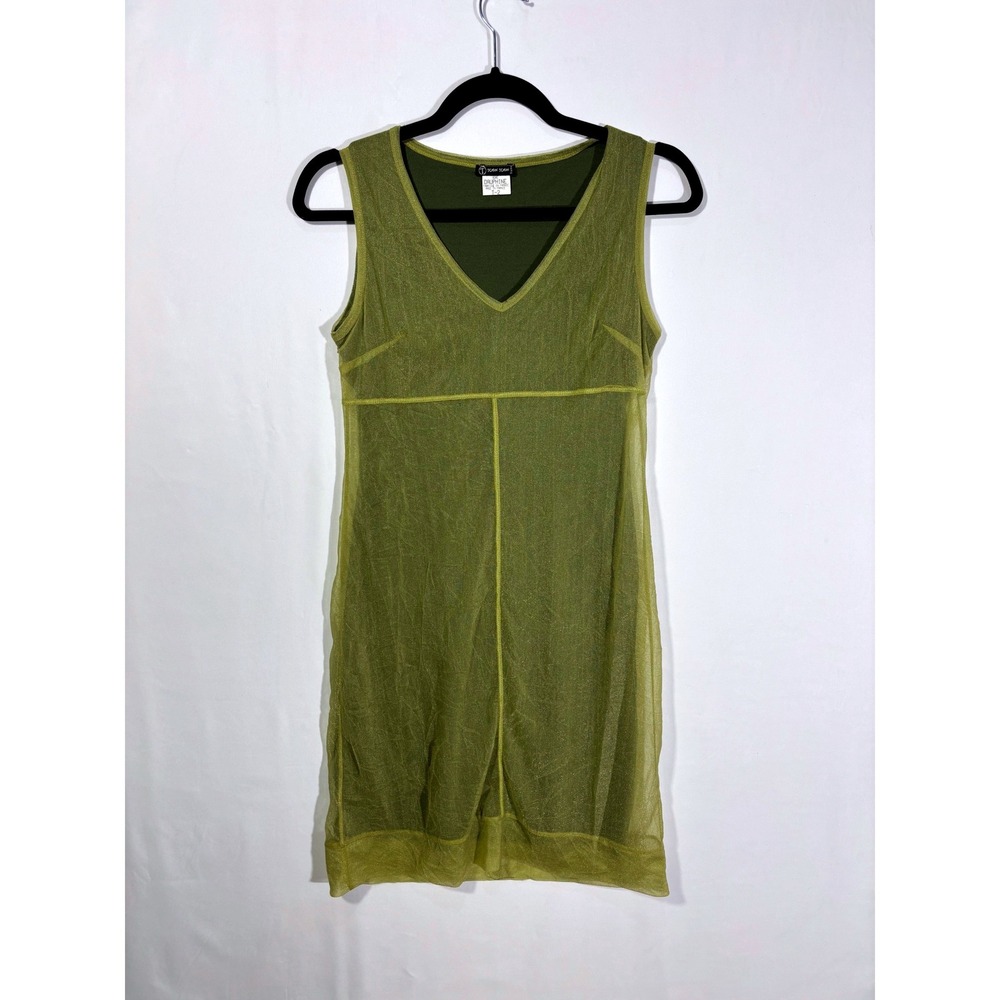 Grunge Edgy Vintage 90s Tchin Tchin Paris Mesh Overlay Dress Womens T-2